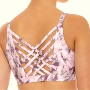 KYODAN Size XS ~Light Violet Tropical Print Criss Cross Back Sports Bra~Nike Alo